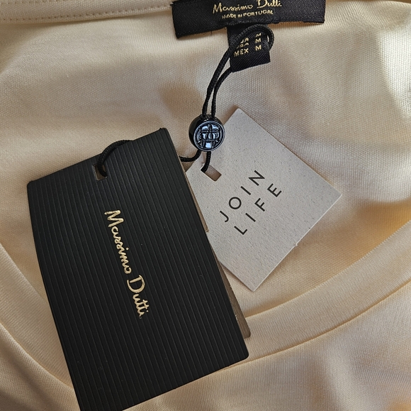 Massimo Dutti Button Shoulder Cream Jersey Top NWT - Picture 5 of 9